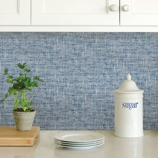 NuWallpaper Navy Poplin Texture Peel & Stick Wallpaper